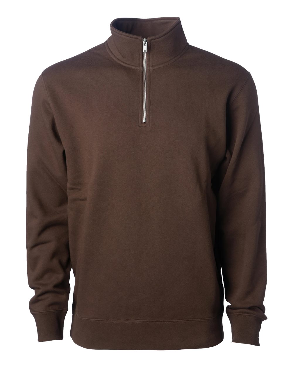Front View of Brown Midweight Quarter-Zip Pullover - SS4600QZ