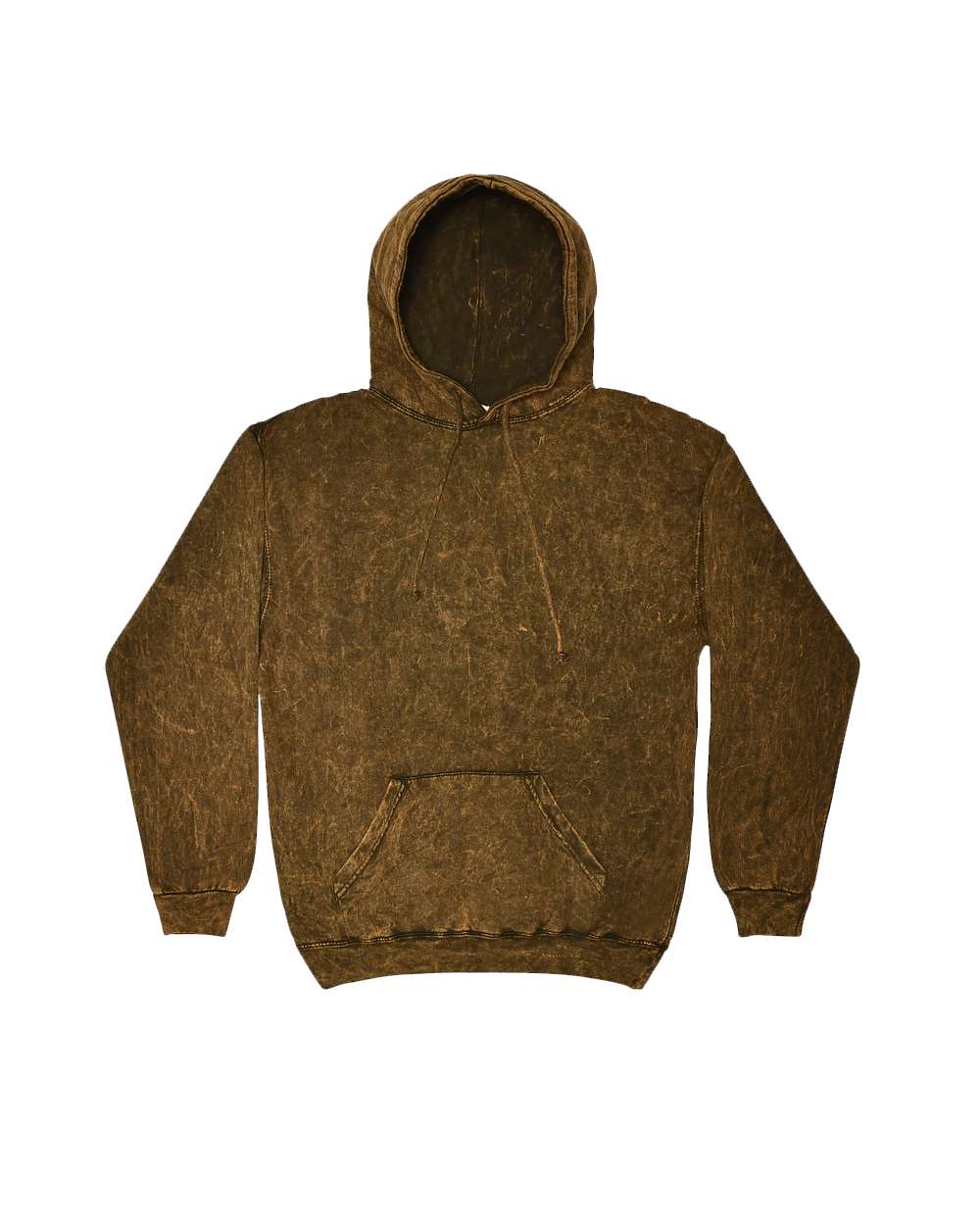 Front View of Brown Mineral Wash Hooded Sweatshirt - 8300