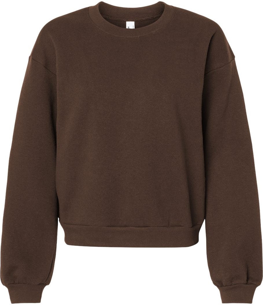 Front View of Brown ReFlex Women's Fleece Crewneck Sweatshirt - RF494