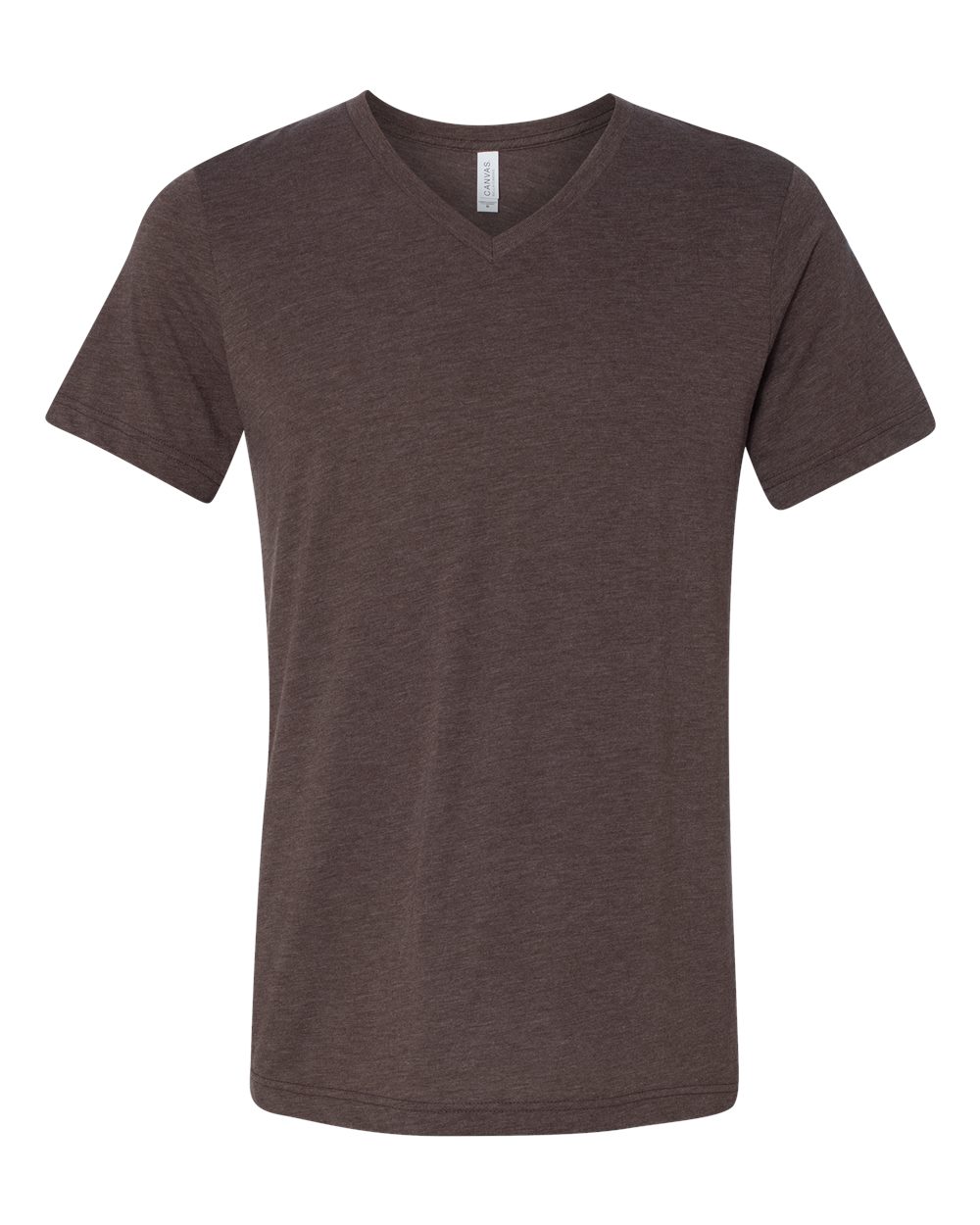 Front View of Brown Triblend Triblend V-Neck Short Sleeve Tee - 3415