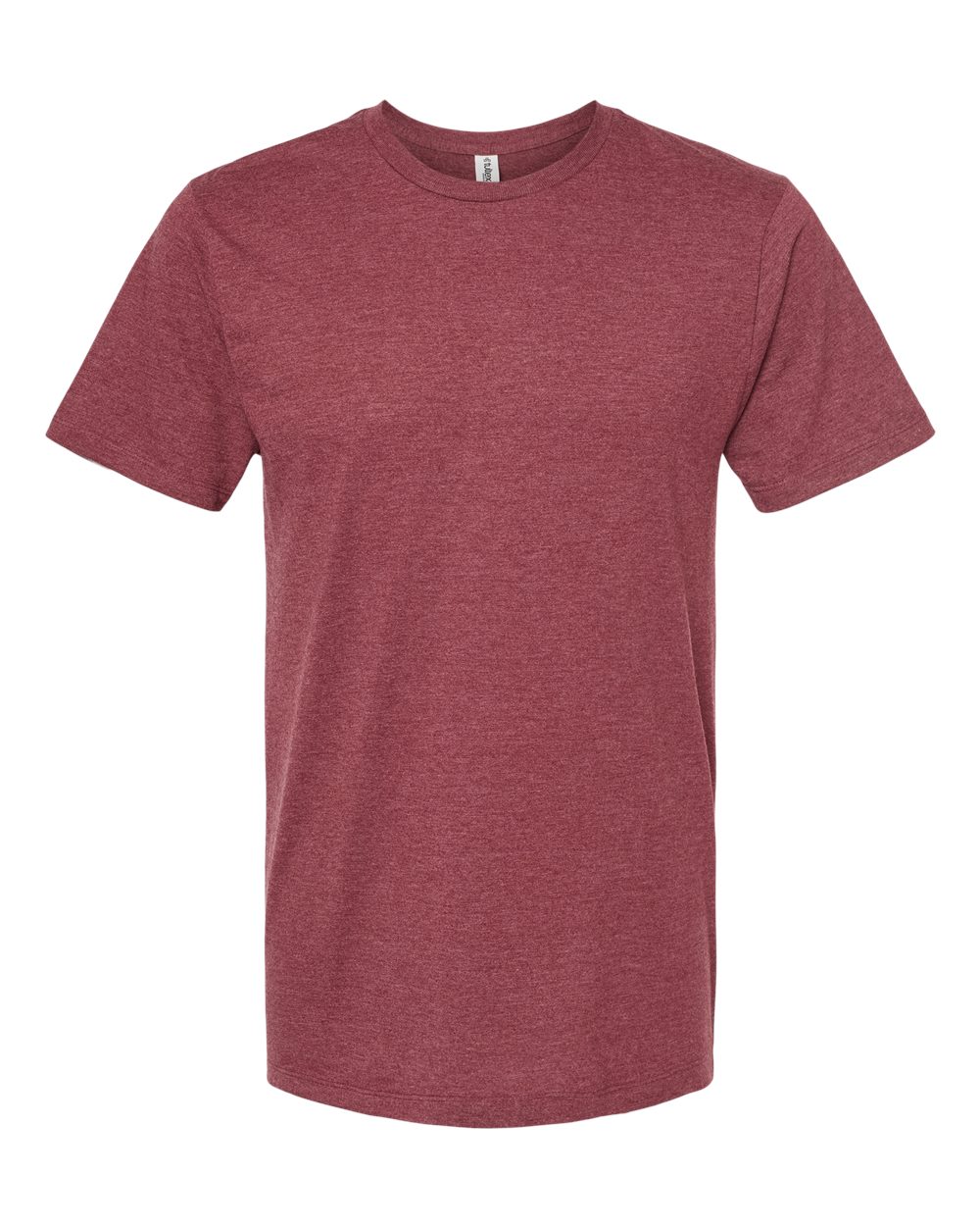 Front View of Burgundy Heather Premium Cotton Blend T-Shirt - 541