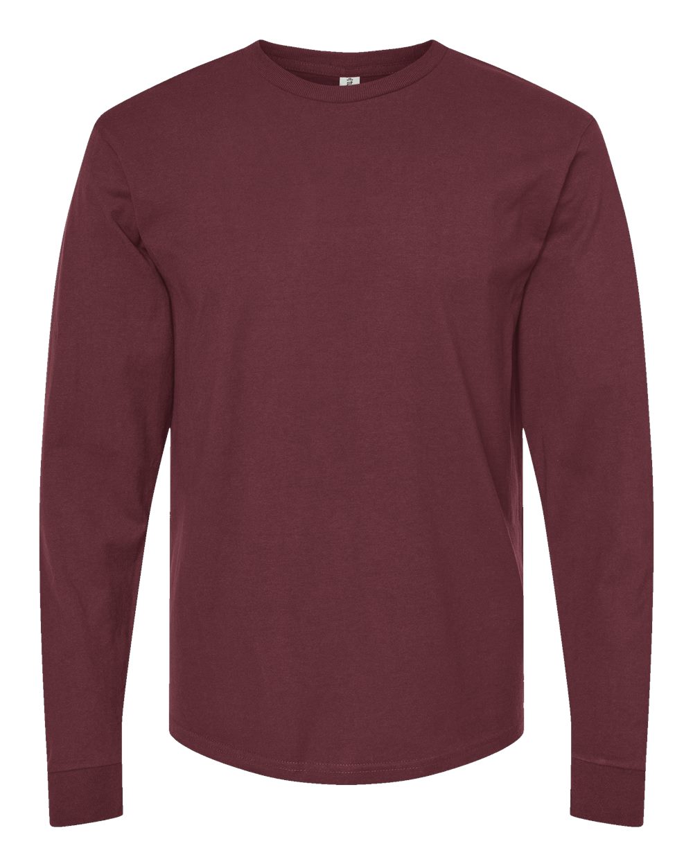 Front View of Burgundy Heavyweight Jersey Long Sleeve T-Shirt - 291