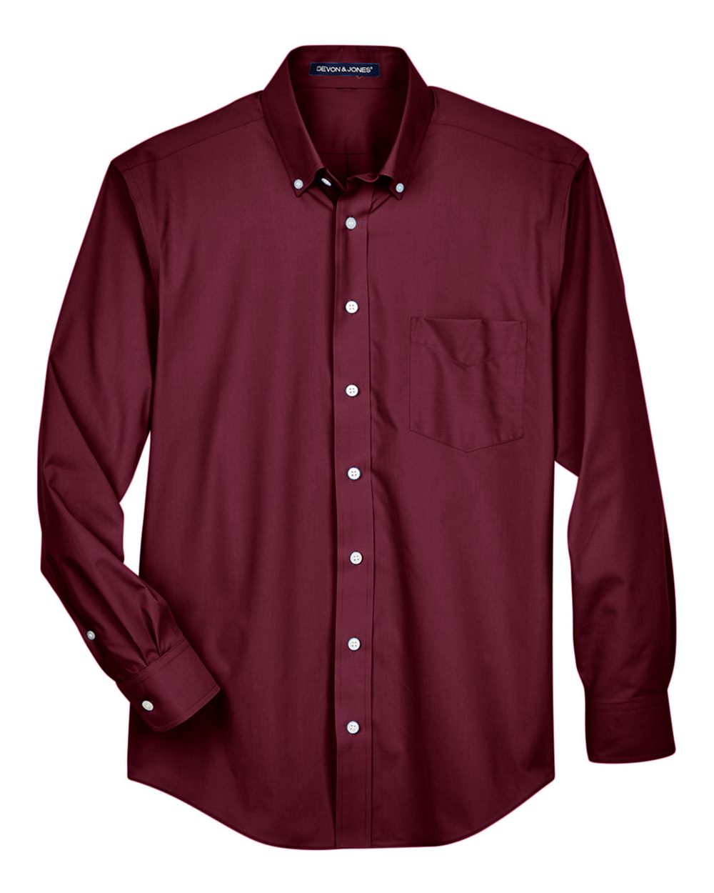 Front View of Burgundy Men's Crown Collection® Broadcloth Woven Dress Shirt - D620