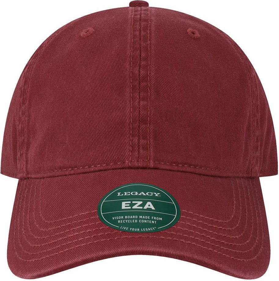 Front View of Burgundy Relaxed Twill Dad Hat - EZA