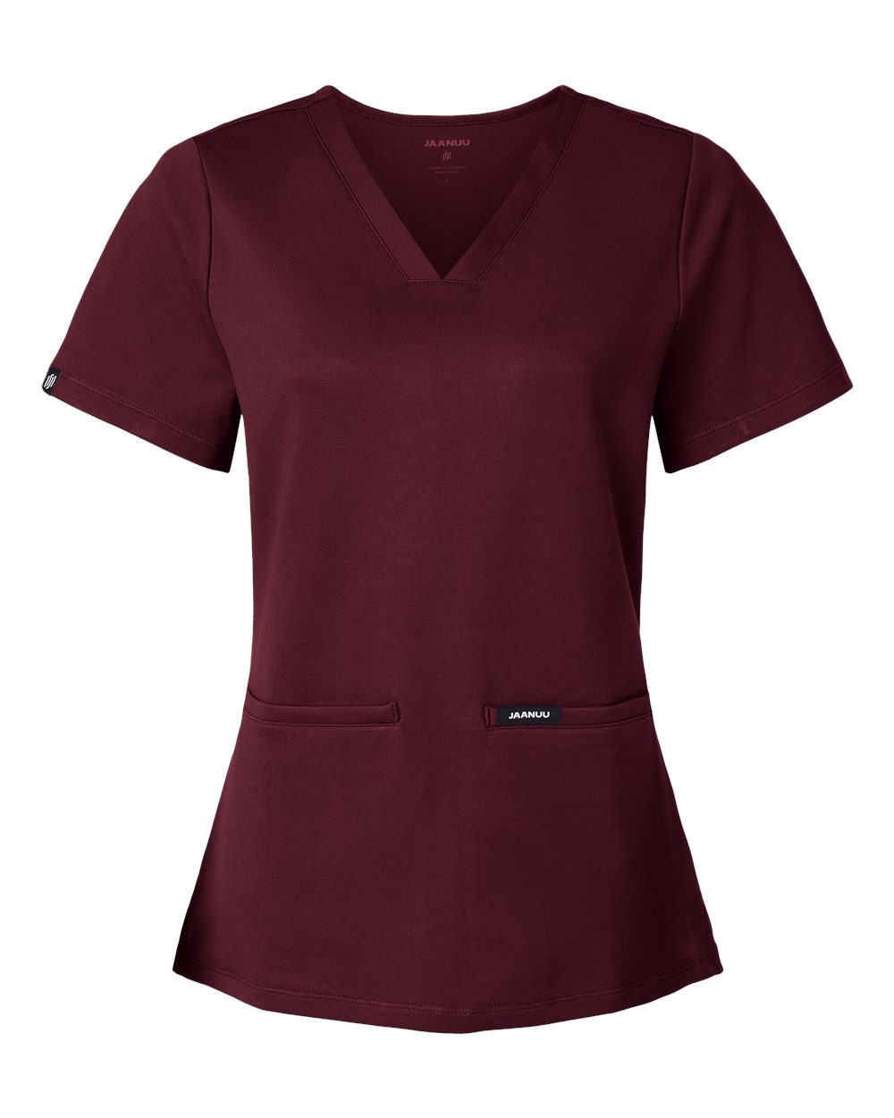 Front View of Burgundy Women's Cesi Ultrasoft Scrub V-Neck Top - W30003