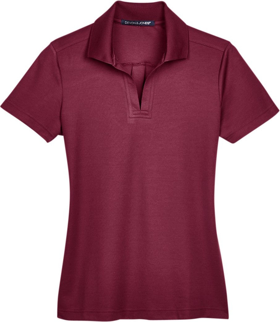 Front View of Burgundy Women's CrownLux Performance® Plaited Polo - DG20W