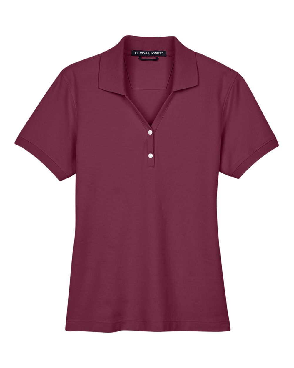 Front View of Burgundy Women's Pima Piqué Polo - D100W