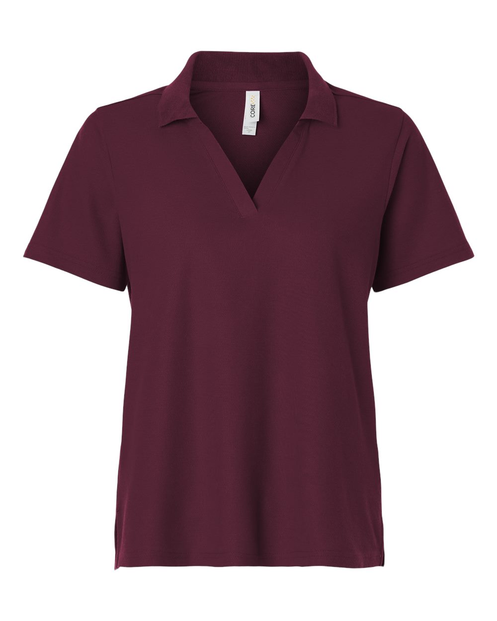 Front View of Burgundy Women's Resolve CVC Performance Pique Polo - CE106W