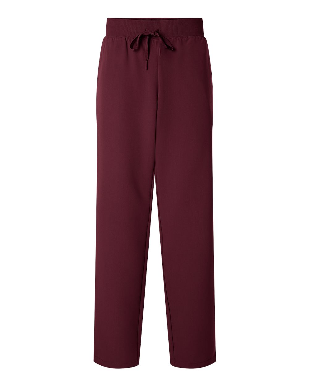 Front View of Burgundy Women's Xenos Essential Knit-Waist Scrub Pants - Petite Sizes - W20001P