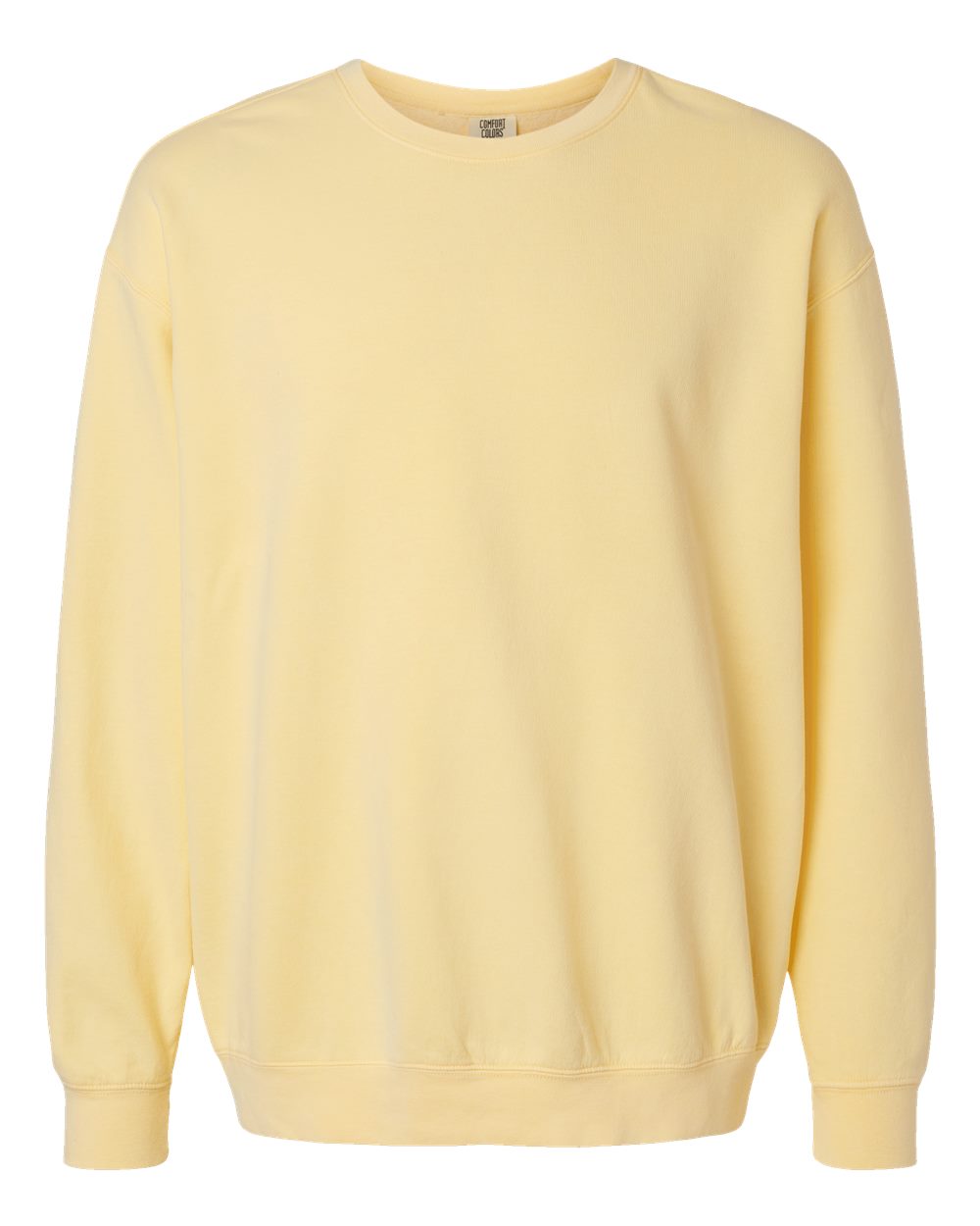 Front View of Butter Garment-Dyed Lightweight Fleece Crewneck Sweatshirt - 1466