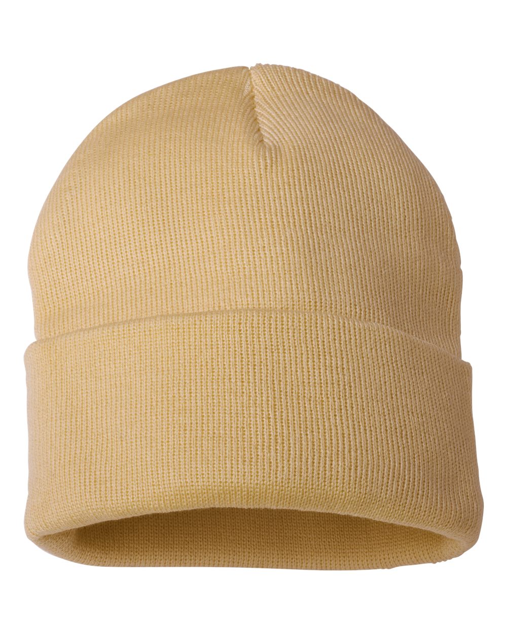 Front View of Camel 12" Solid Cuffed Beanie - SP12