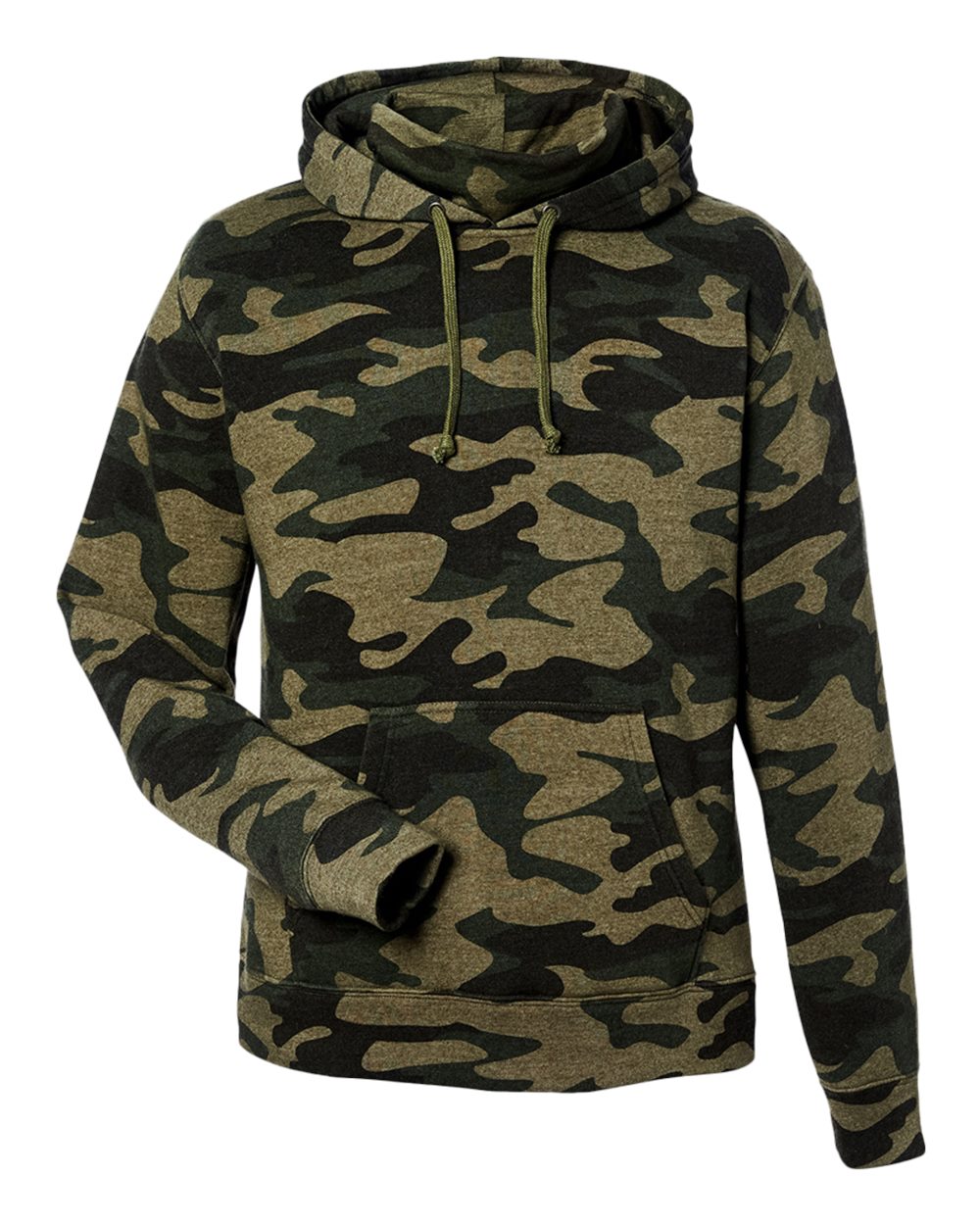 Front View of Camo Heather Gaiter Fleece Hooded Sweatshirt - 8879