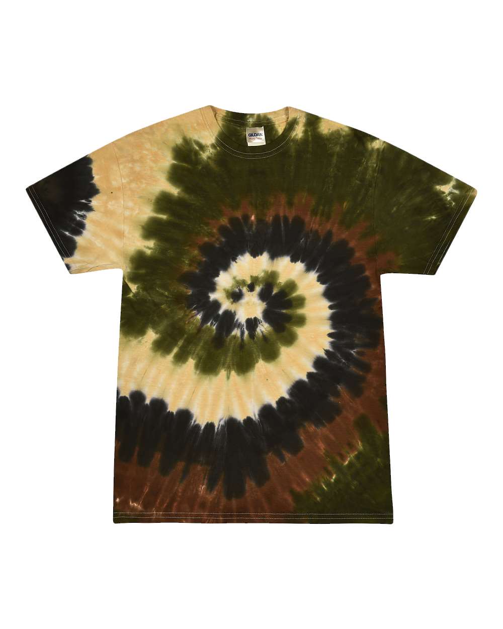 Front View of Camo Swirl Multi-Color Tie-Dyed T-Shirt - 1000
