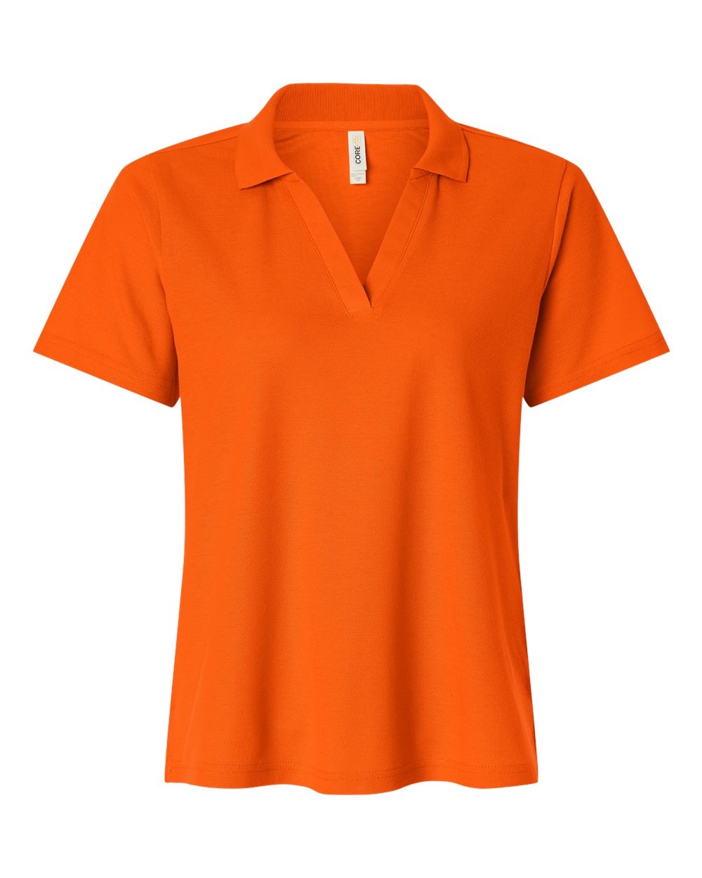 Front View of Campus Orange Women's Resolve CVC Performance Pique Polo - CE106W