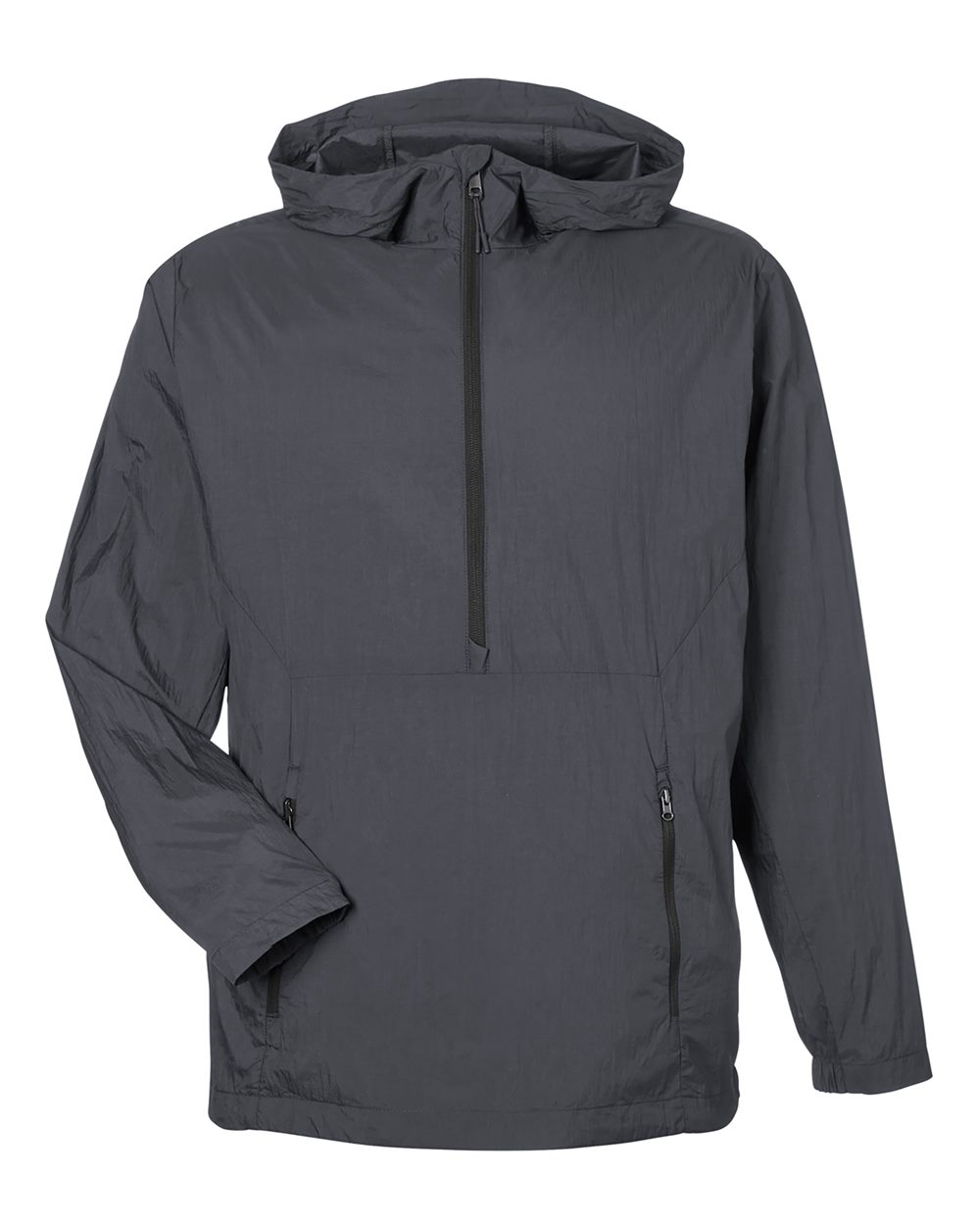 Front View of Carbon/ Black Men's Aura Lightweight Packable Anorak - NE810