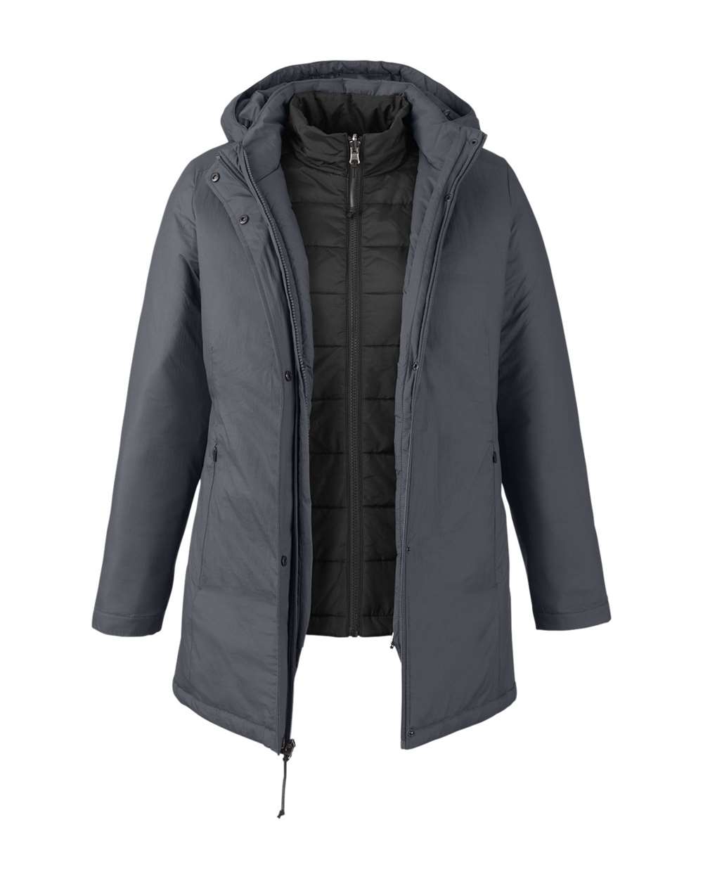 Front View of Carbon/ Black Women's Inspire 3-in-1 Jacket with Insulated Liner - CE725W