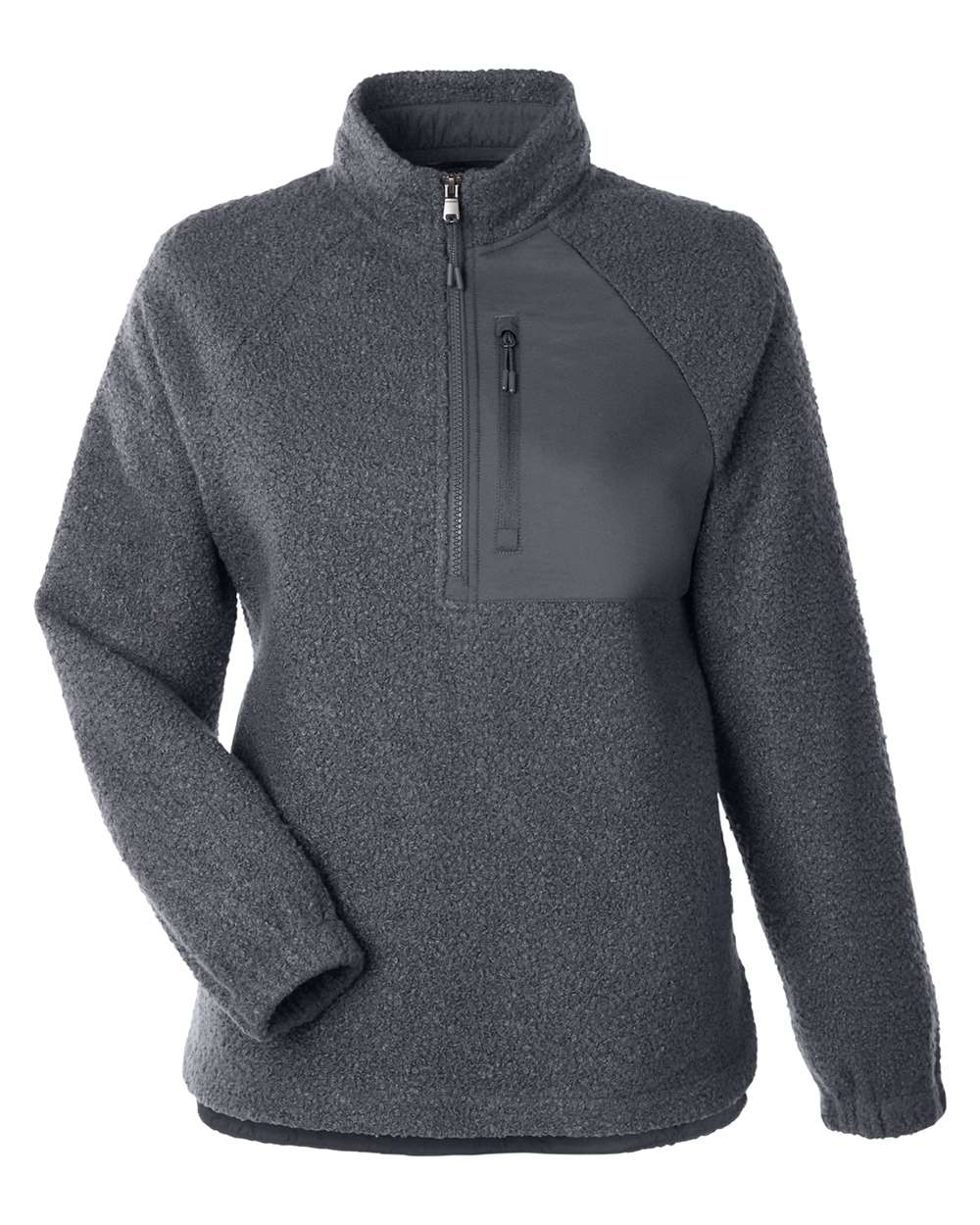 Front View of Carbon/ Carbon Women's Aura Sweater Fleece Quarter-Zip Pullover - NE713W