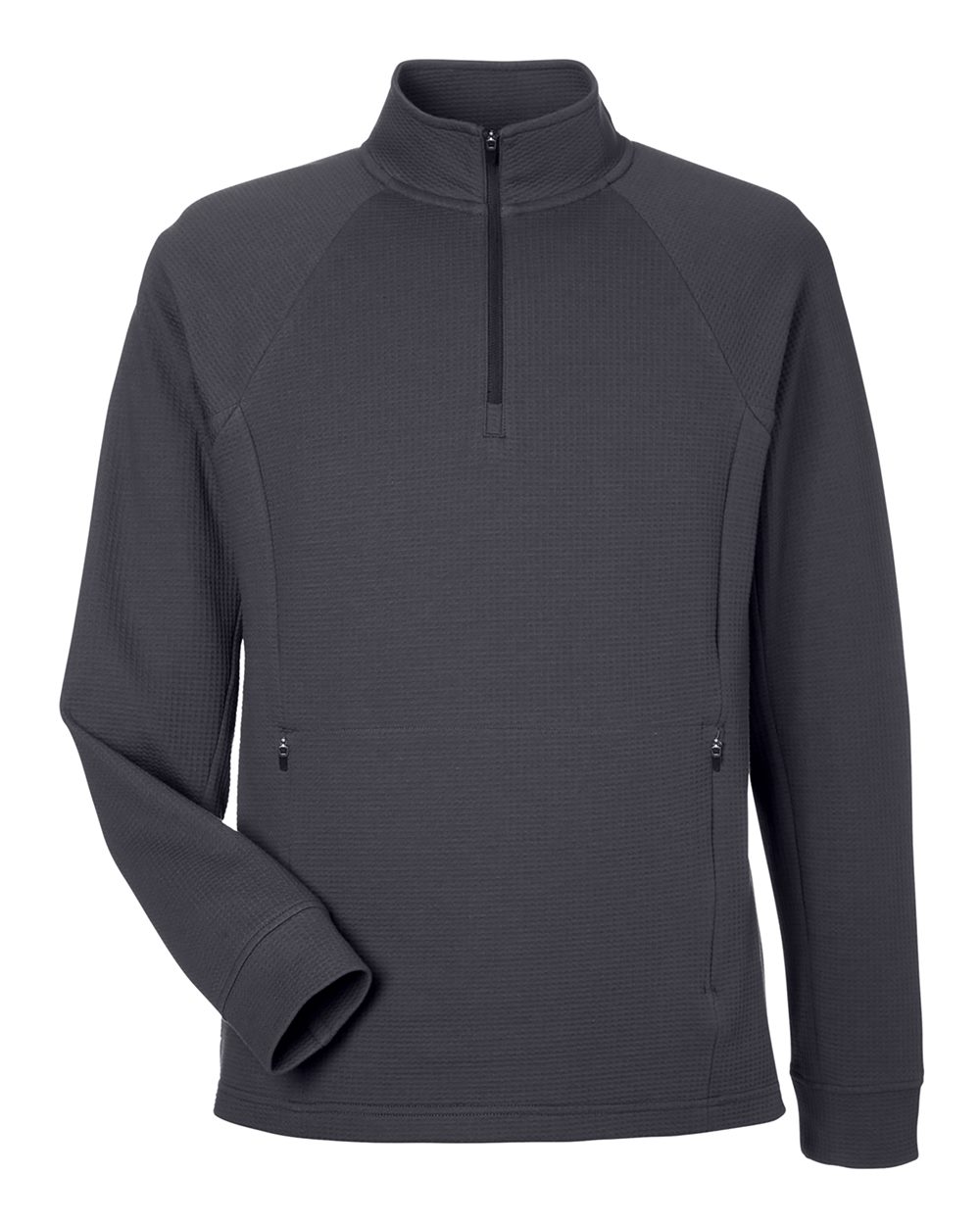 Front View of Carbon Men's Rhythm Waffle Quarter-Zip Pullover - NE200