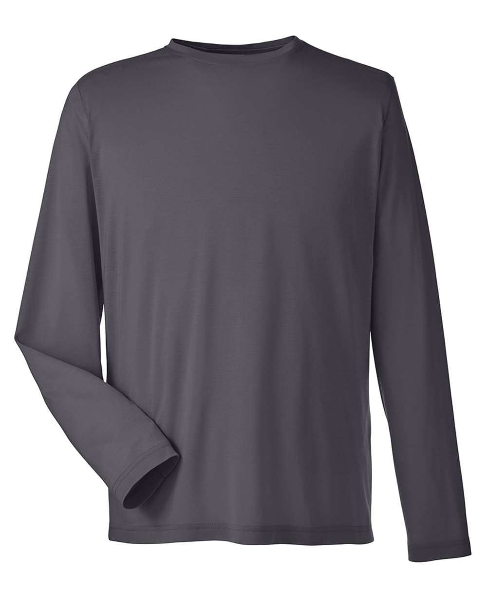 Front View of Carbon Unisex Fusion ChromaSoft™ Performance Long Sleeve T-Shirt - CE111L