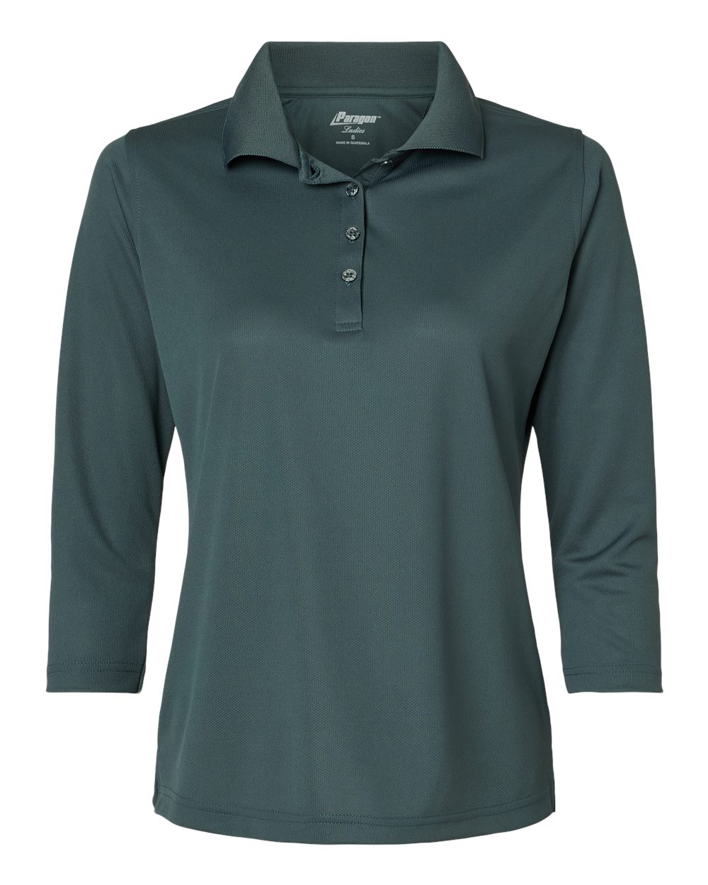 Front View of Carbon Women's Lady Palm Three-Quarter Sleeve Polo - 120