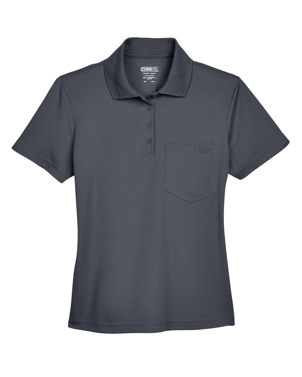 Front View of Carbon Women's Origin Performance Piqué Polo with Pocket - 78181P