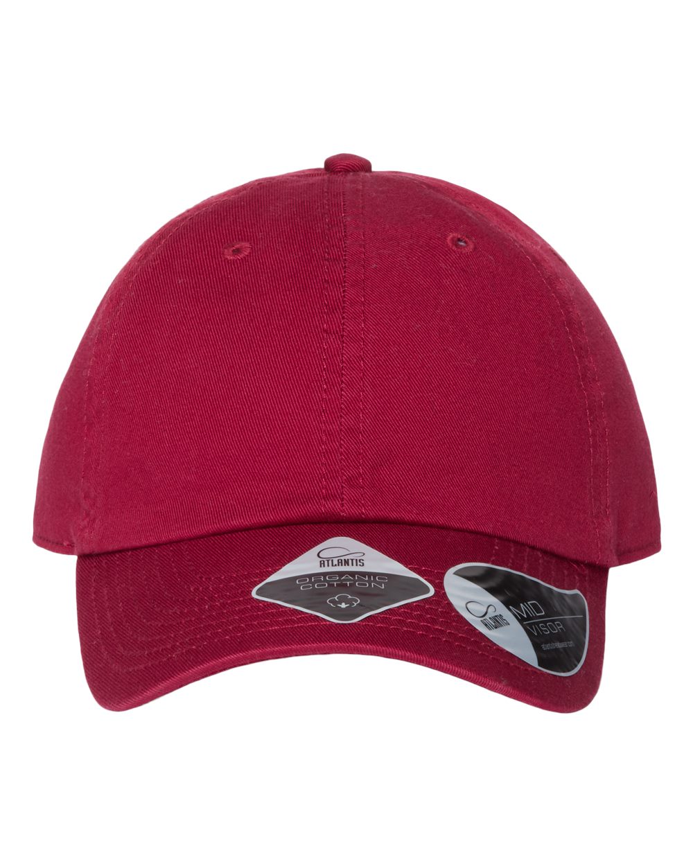 Front View of Cardinal Red Sustainable Dad Hat - FRASER