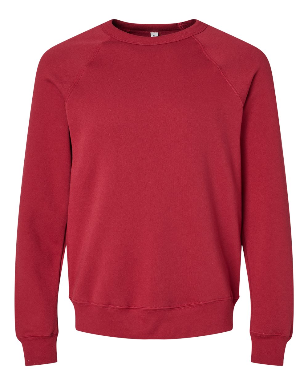 Front View of Cardinal Sponge Fleece Raglan Crewneck Sweatshirt - 3901