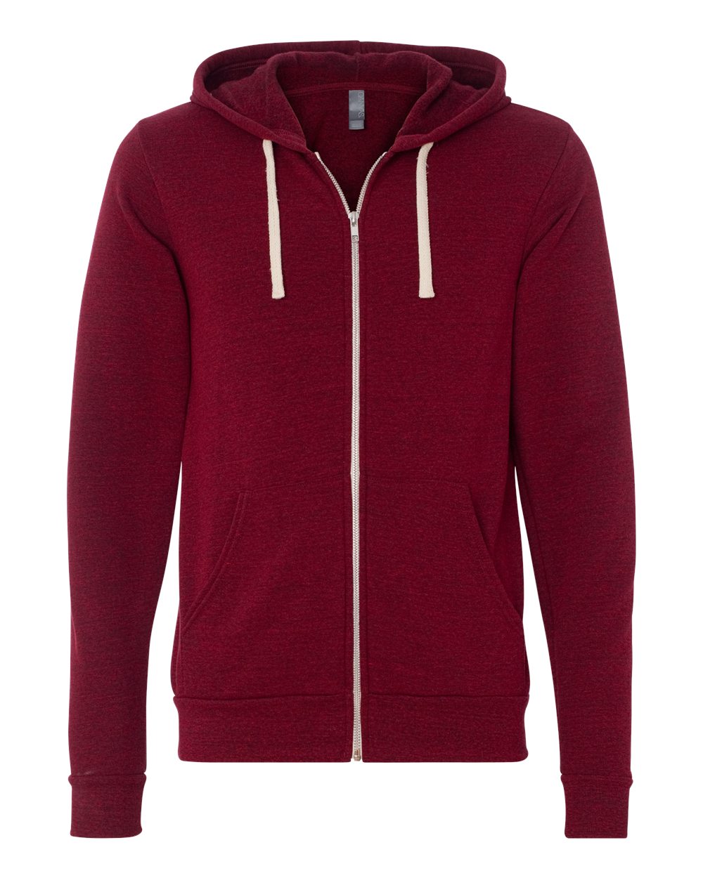 Front View of Cardinal Triblend Triblend Sponge Fleece Full-Zip Hoodie - 3909