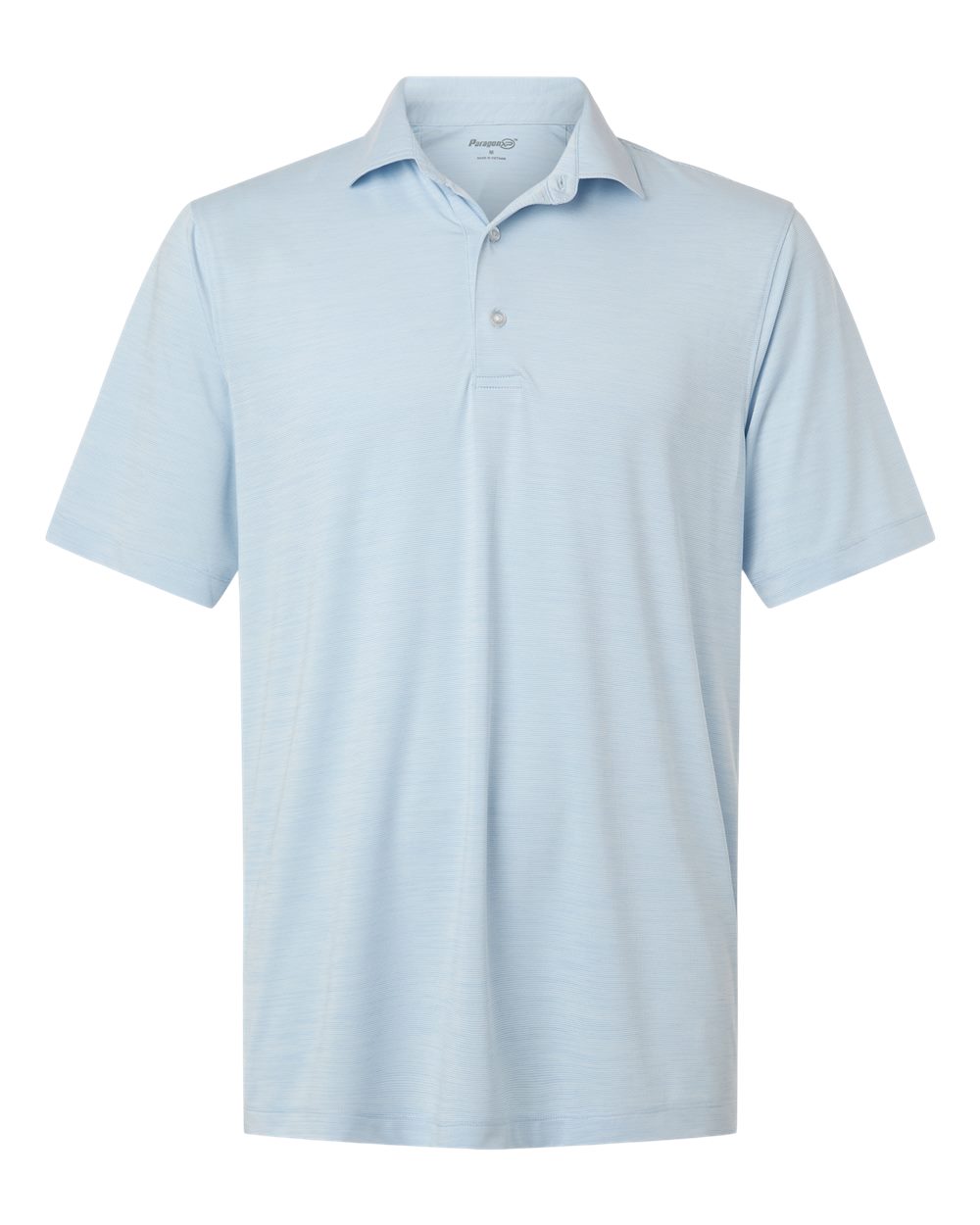 Front View of Carolina Heather Men's Bohemian Striped Heather Performance Polo - 162