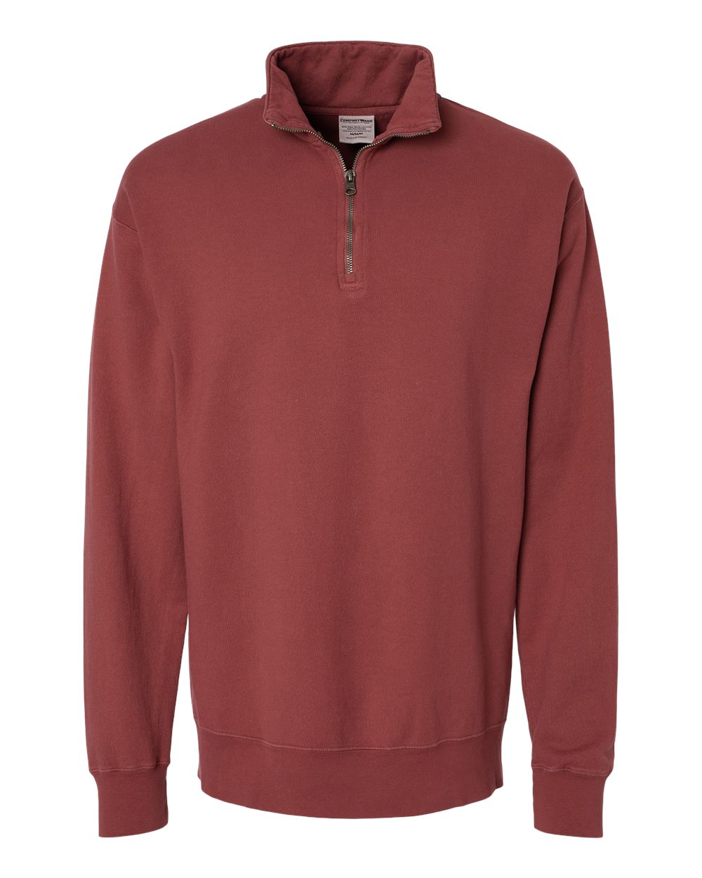 Front View of Cayenne Garment-Dyed Quarter-Zip Sweatshirt - GDH425