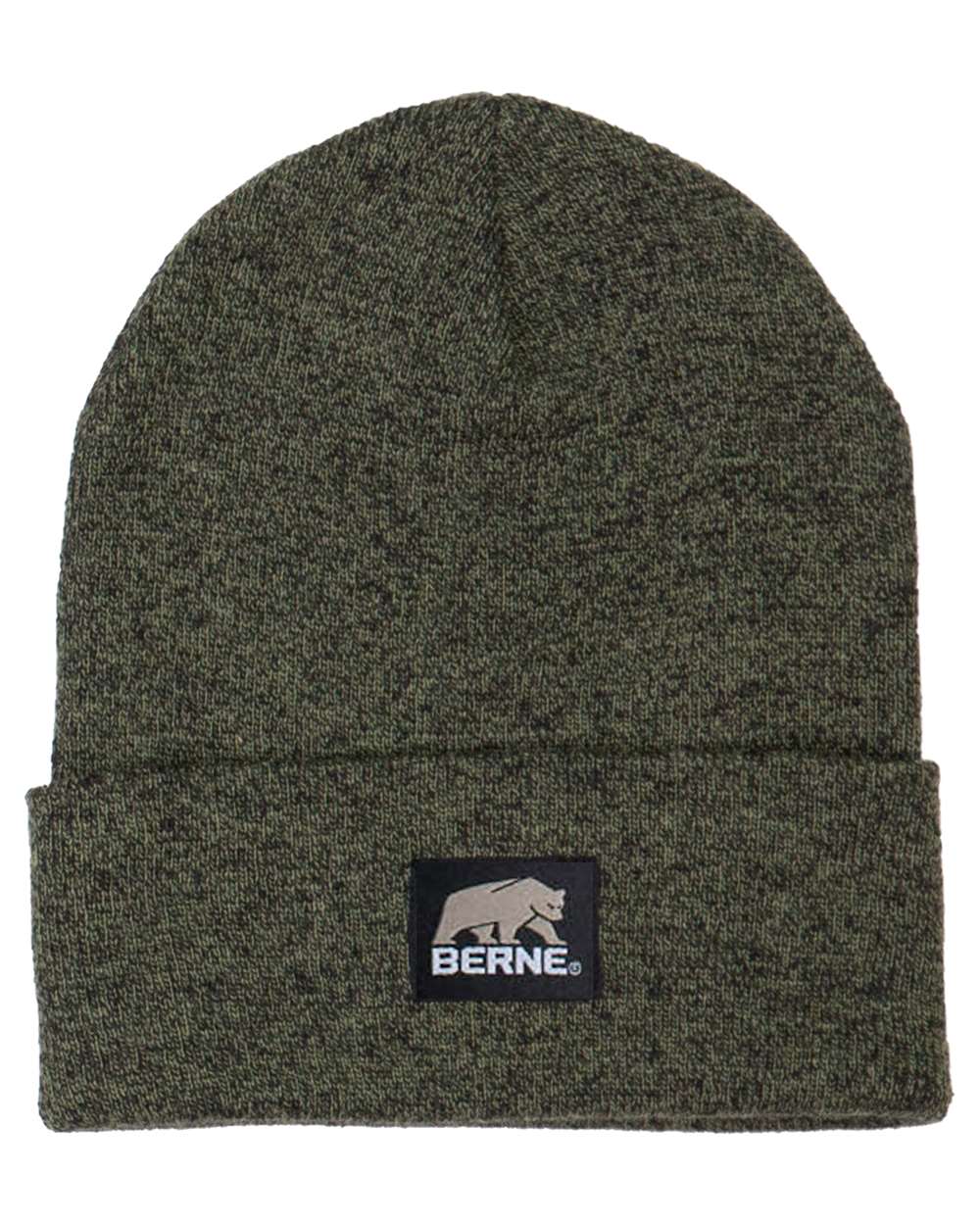 Front View of Cedar Green Heather Heritage Knit Cuff Beanie - H150