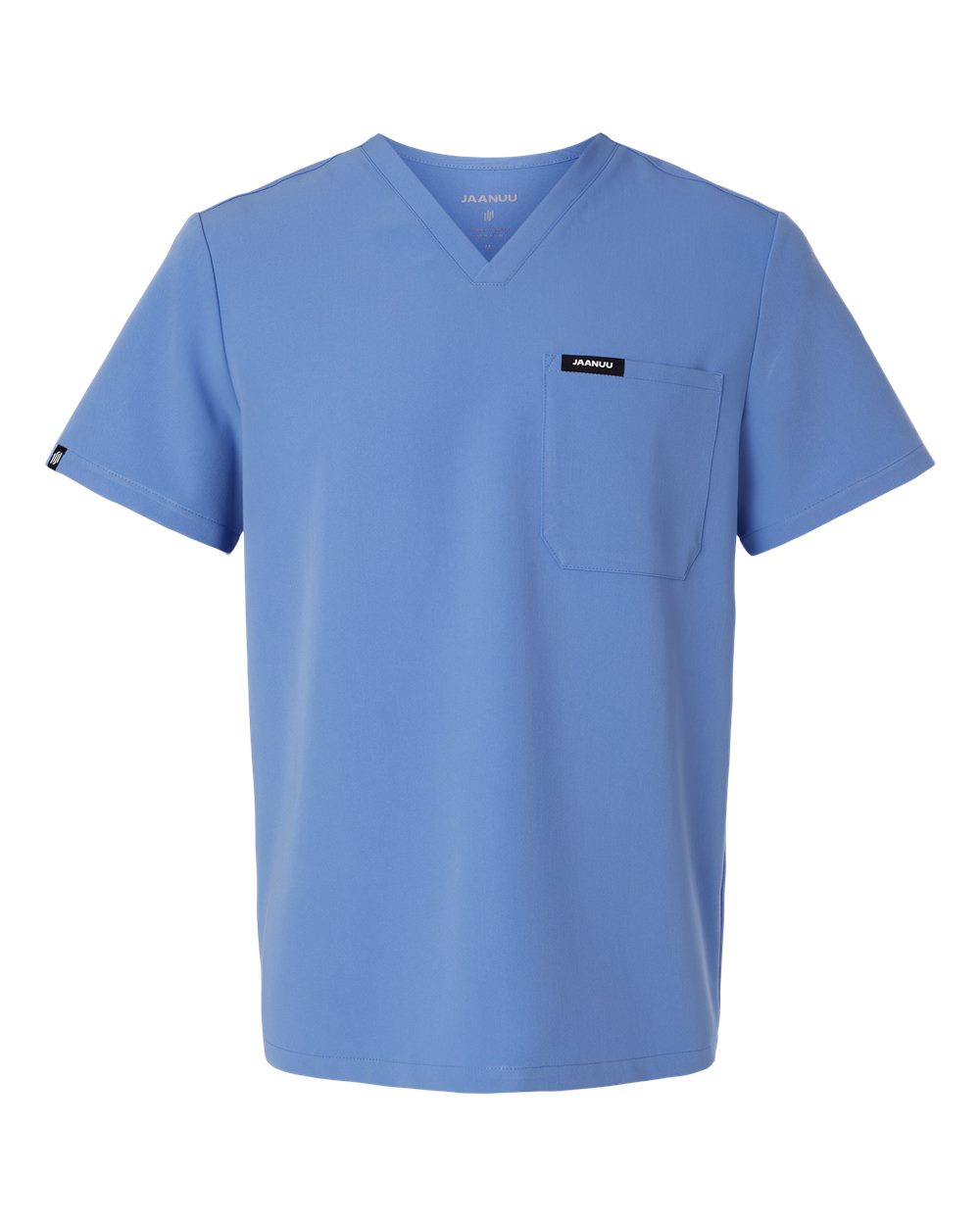 Front View of Ceil Blue Holmes Everyday 1-Pocket Scrub V-Neck Top - M10001