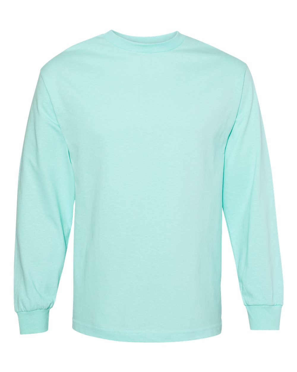 Front View of Celadon Heavyweight Cotton Long Sleeve Tee - 1304