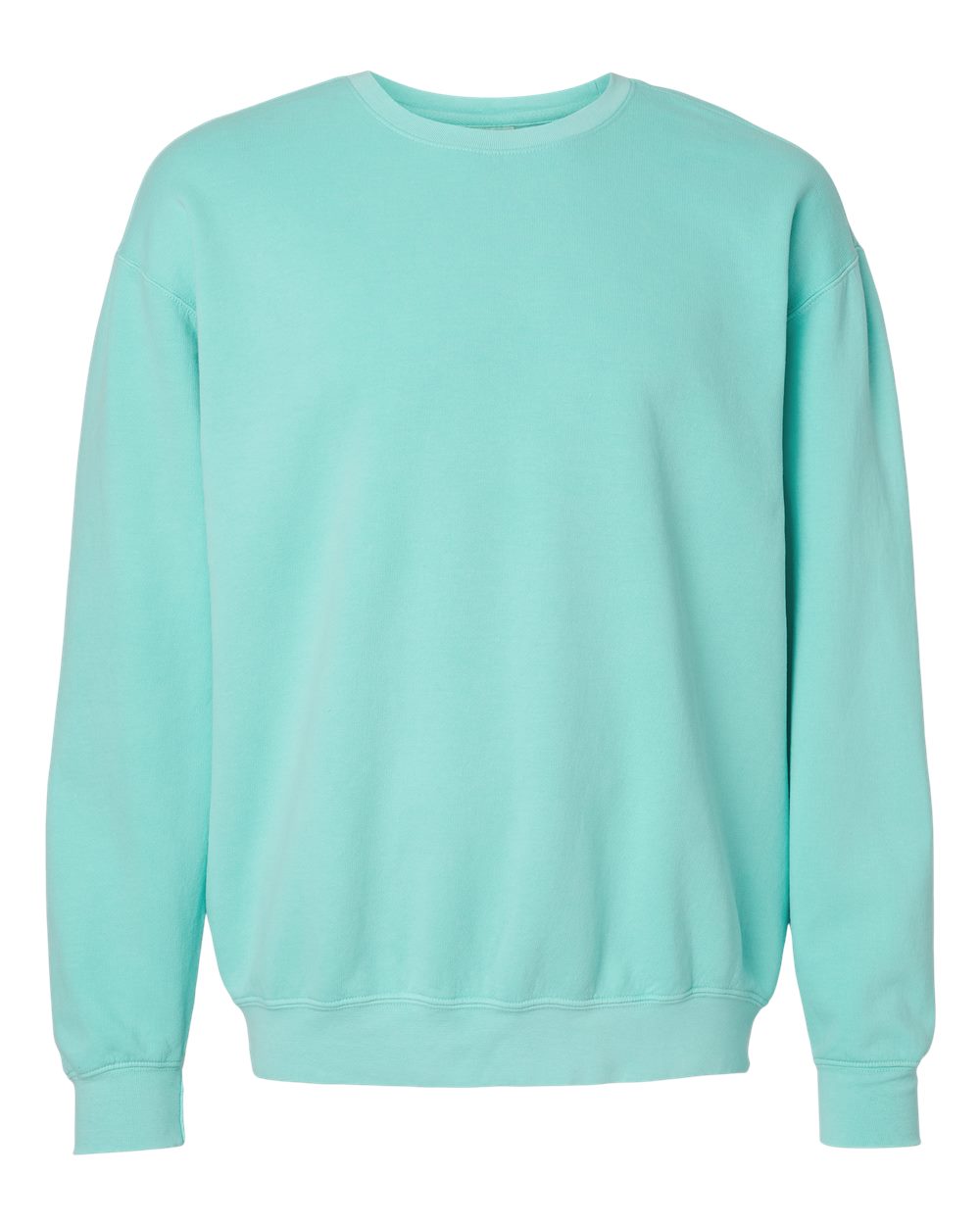 Front View of Chalky Mint Garment-Dyed Lightweight Fleece Crewneck Sweatshirt - 1466