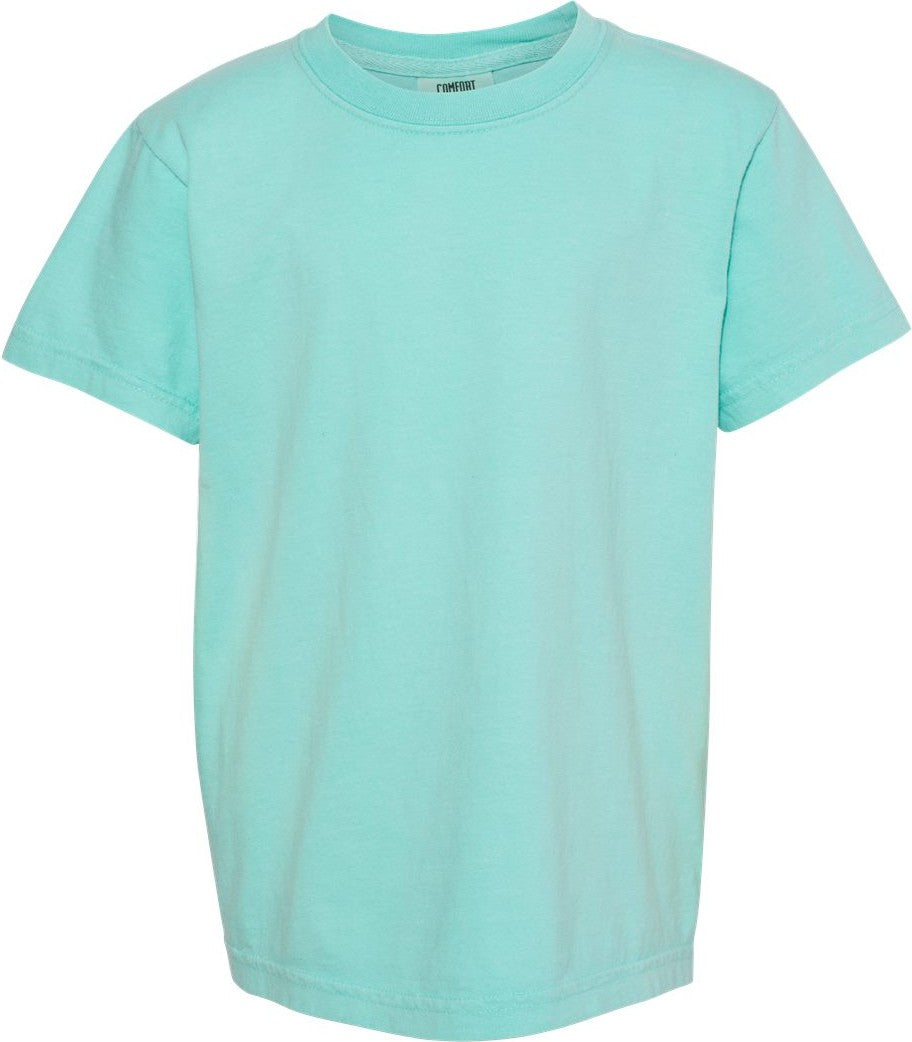 Front View of Chalky Mint Garment-Dyed Youth Heavyweight T-Shirt - 9018