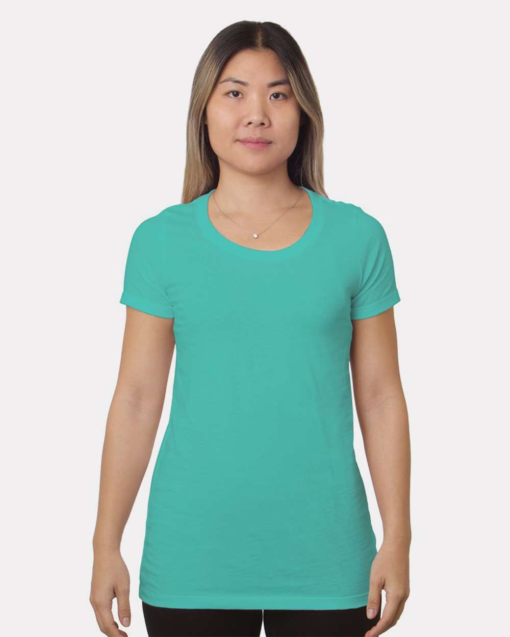 Front View of Chalky Mint Women's Fine Jersey T-Shirt - 9625