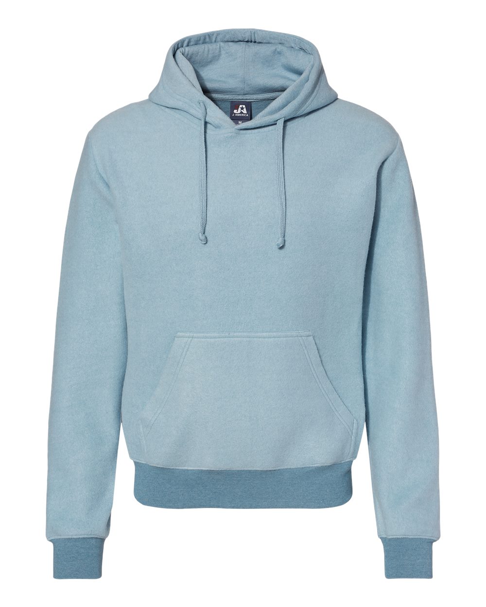Front View of Chambray Heather Flip Side Fleece Hooded Sweatshirt - 8709