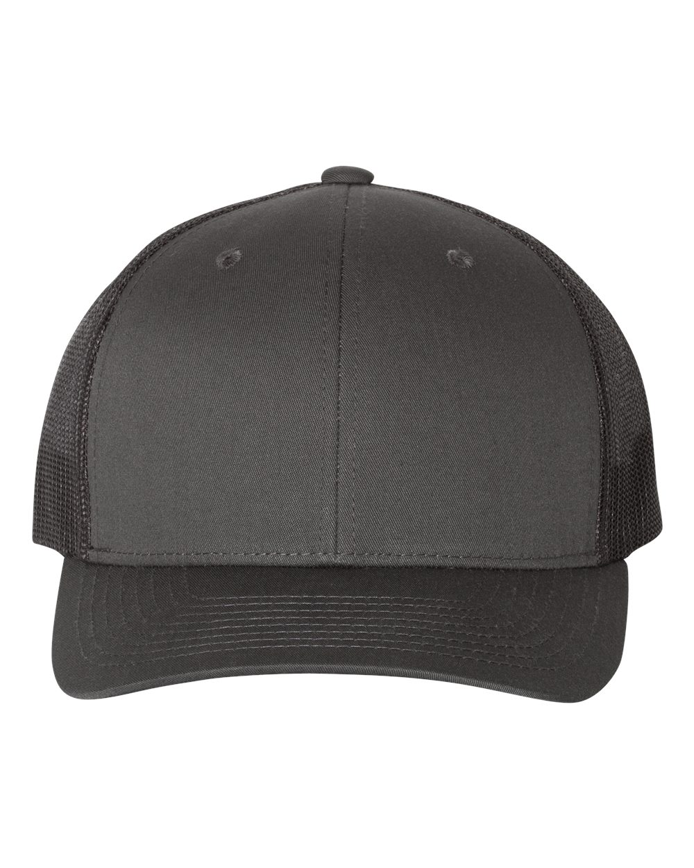 Front View of Charcoal/ Black Retro Trucker Cap - 6606
