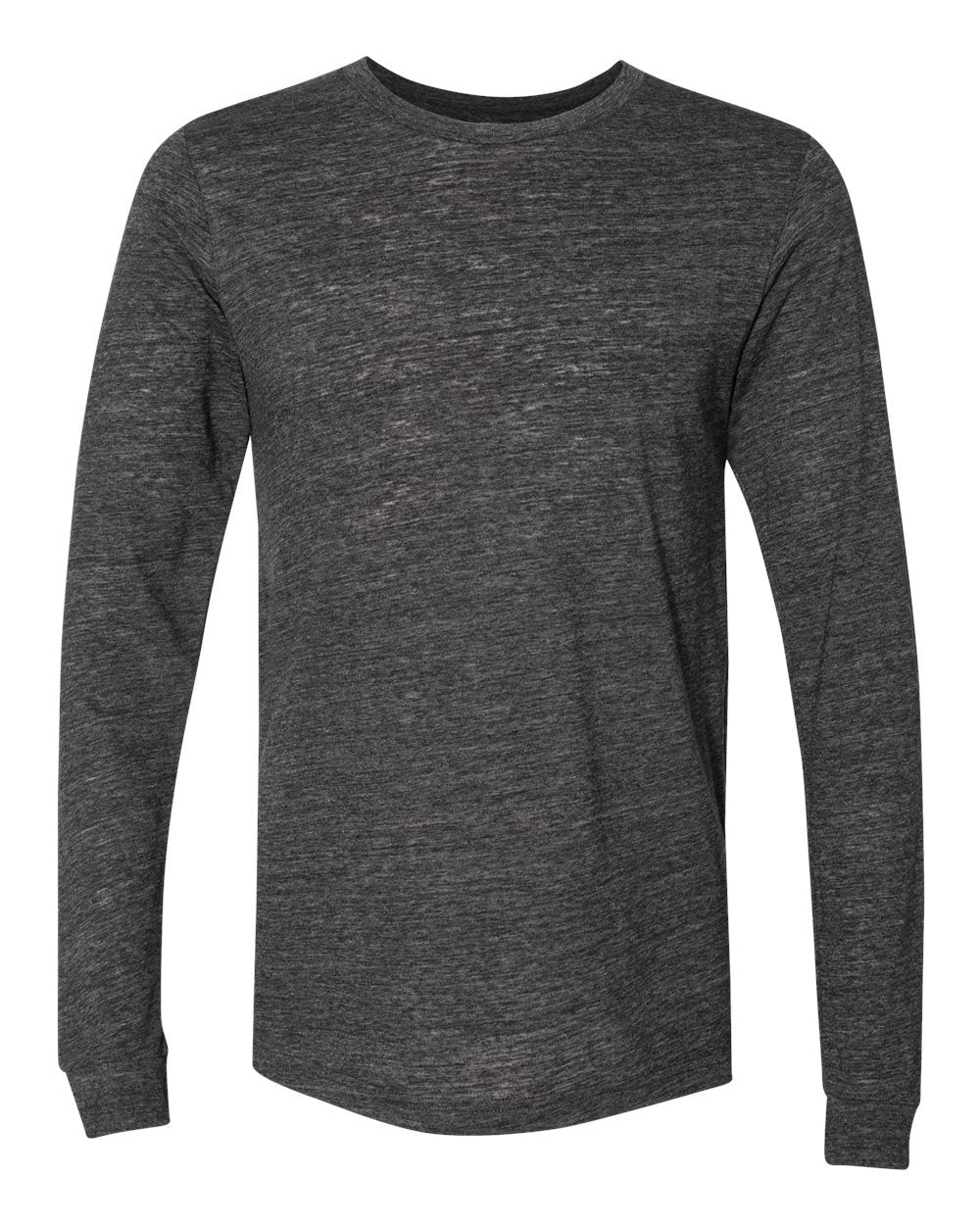 Front View of Charcoal Black Slub Jersey Long Sleeve Tee - 3501