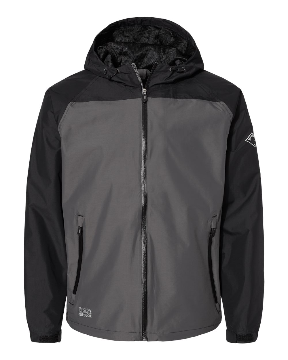 Front View of Charcoal/ Black Torrent Waterproof Hooded Jacket - 5335