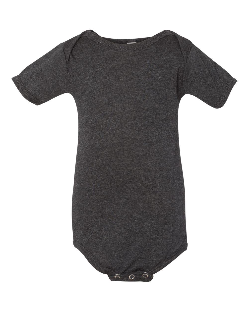 Front View of Charcoal Black Triblend Infant Triblend Short Sleeve One Piece - 134B