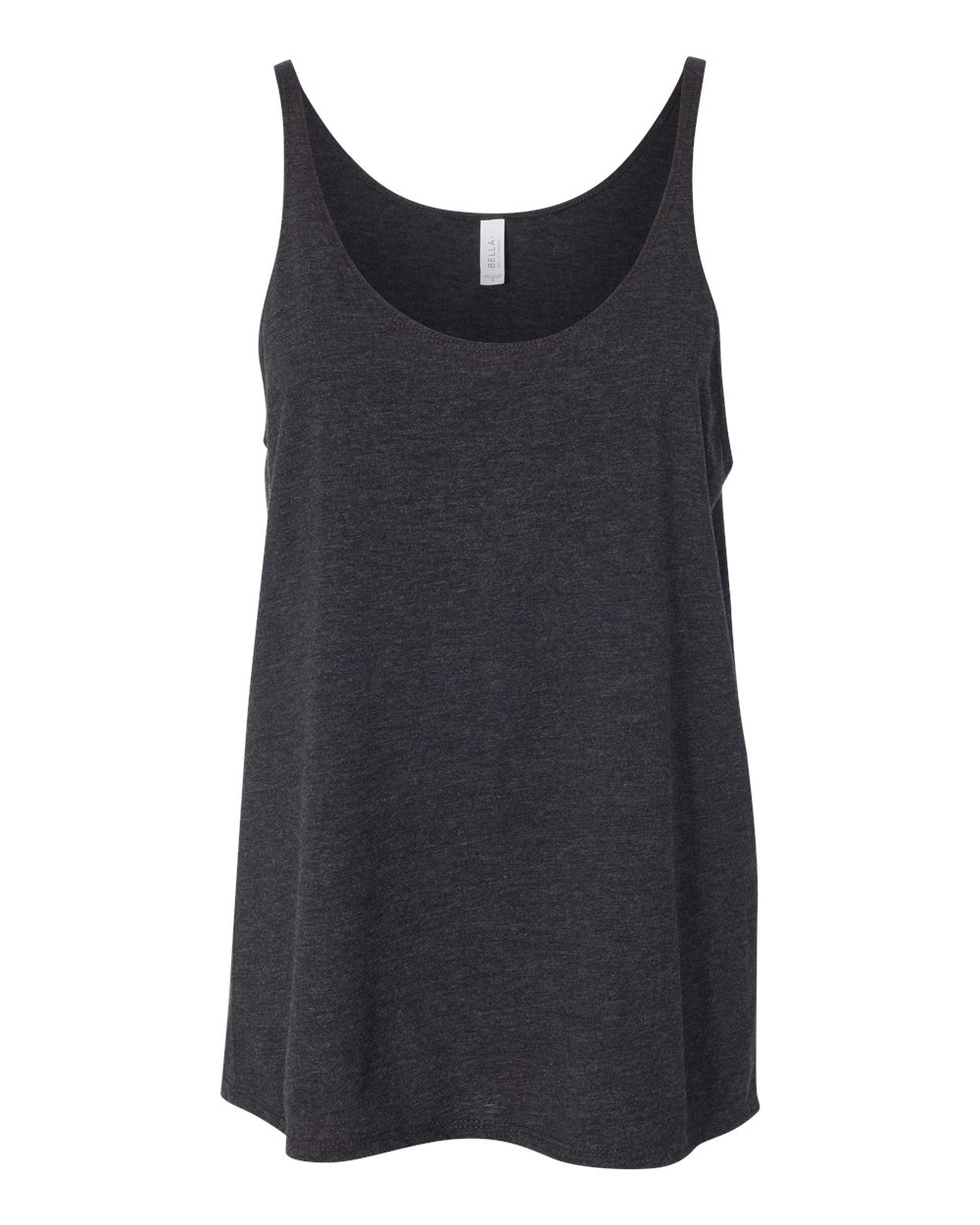 Front View of Charcoal Black Triblend Women's Slouchy Tank - 8838
