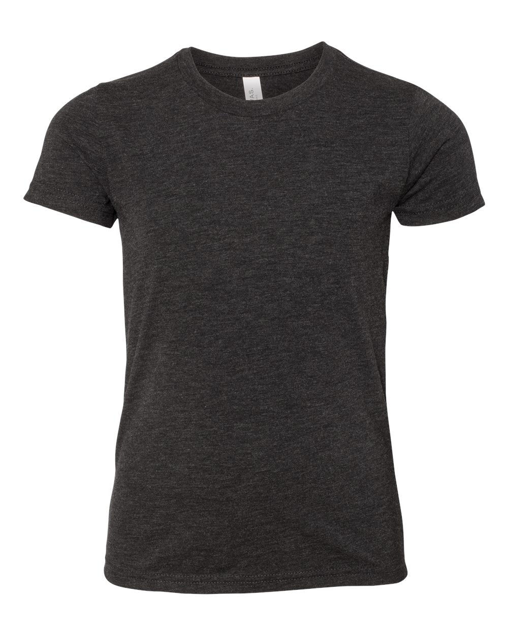 Front View of Charcoal Black Triblend Youth Triblend Tee - 3413Y