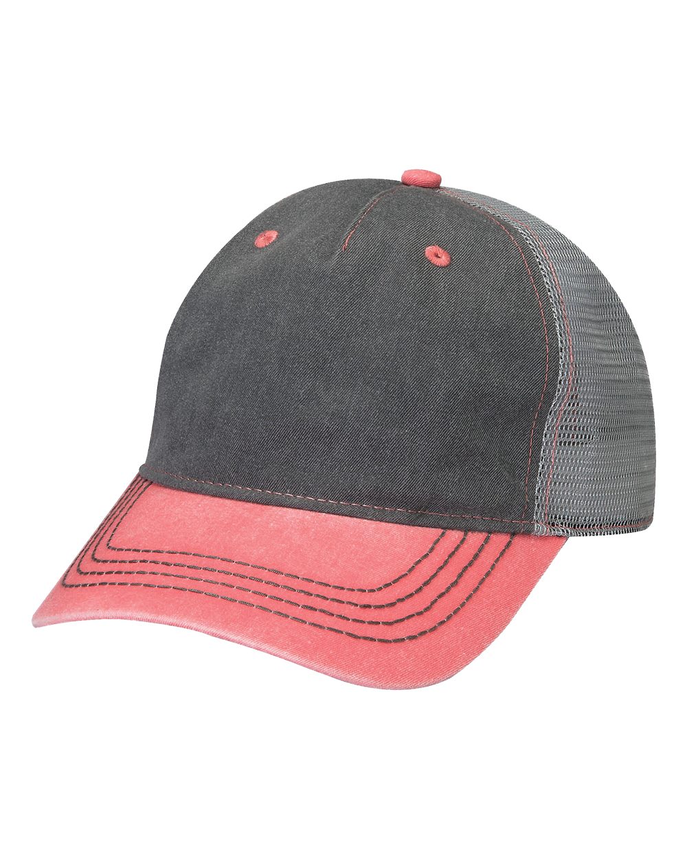 Front View of Charcoal/ Coral/ Grey Endeavor Cap - EN102