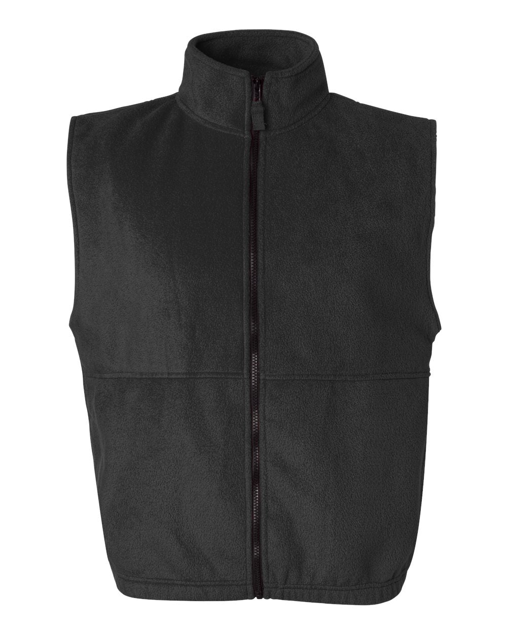 Front View of Charcoal Fleece Full-Zip Vest - 3010