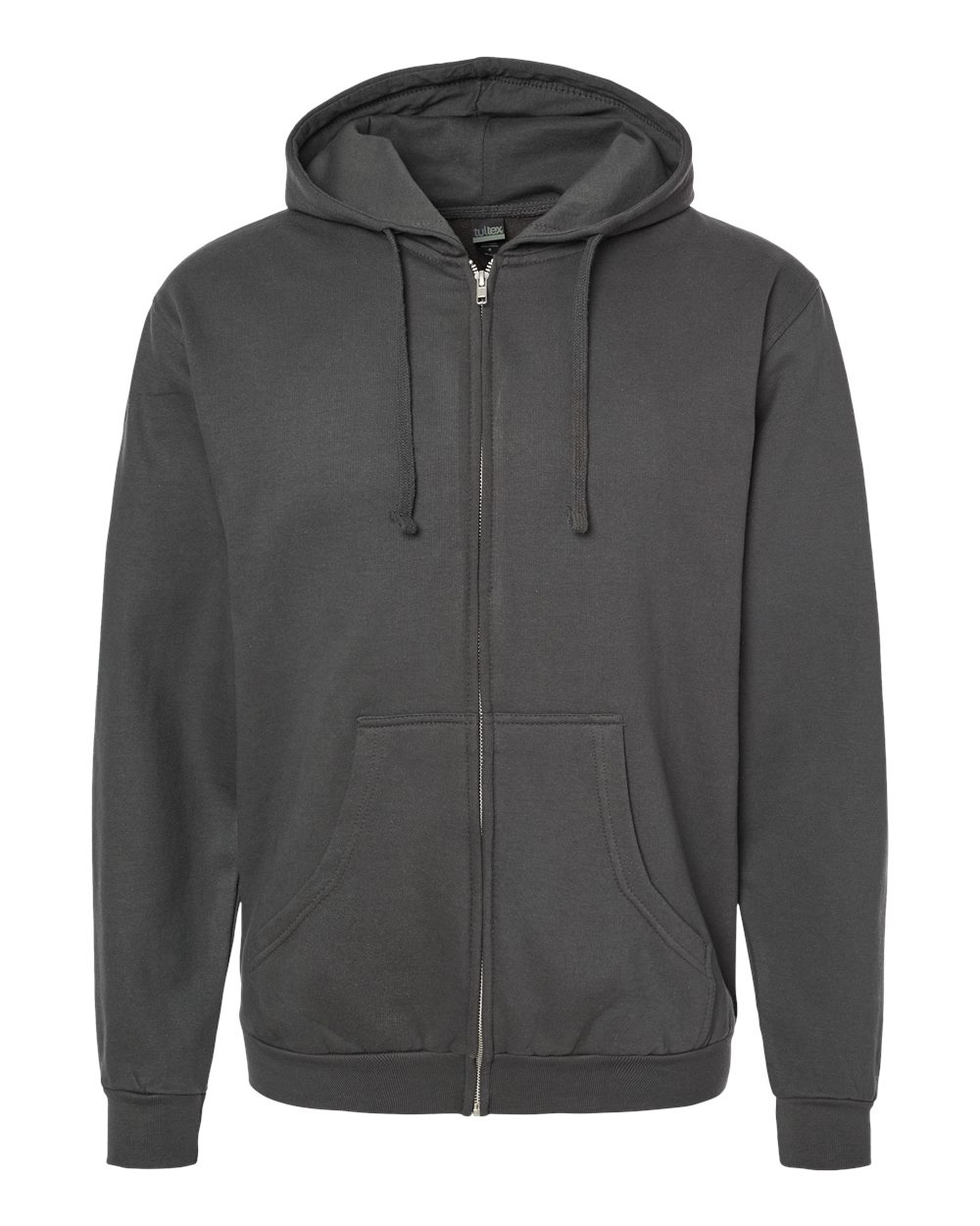 Front View of Charcoal Full-Zip Hooded Sweatshirt - 331