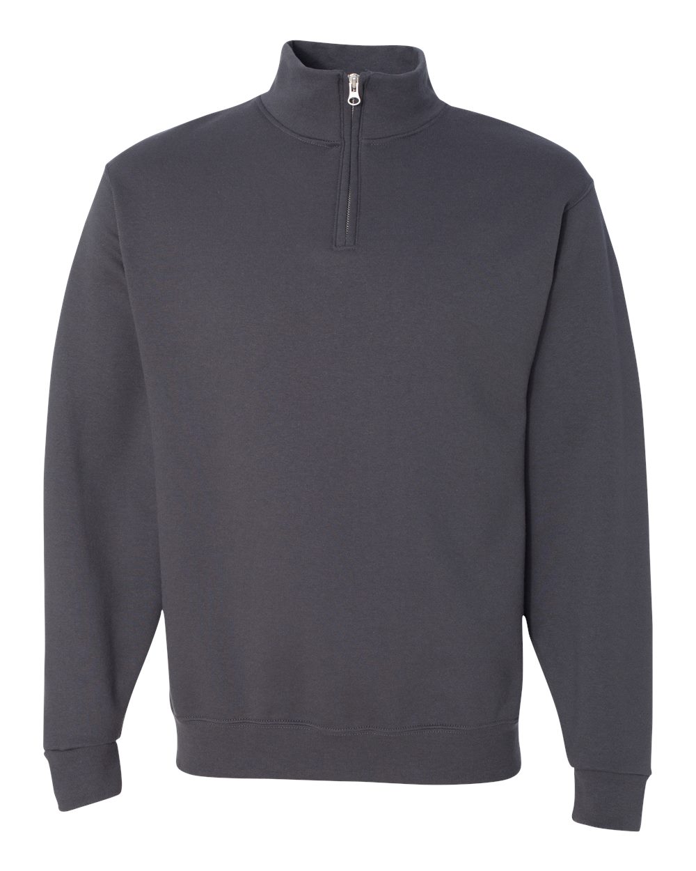 Front View of Charcoal Grey Nublend® Cadet Collar Quarter-Zip Sweatshirt - 995MR