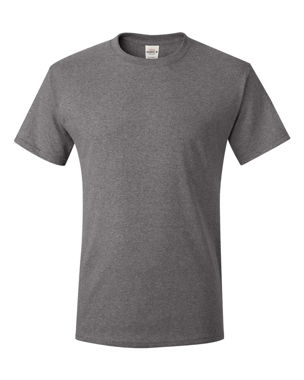 Front View of Charcoal Heather Authentic T-Shirt - 5250