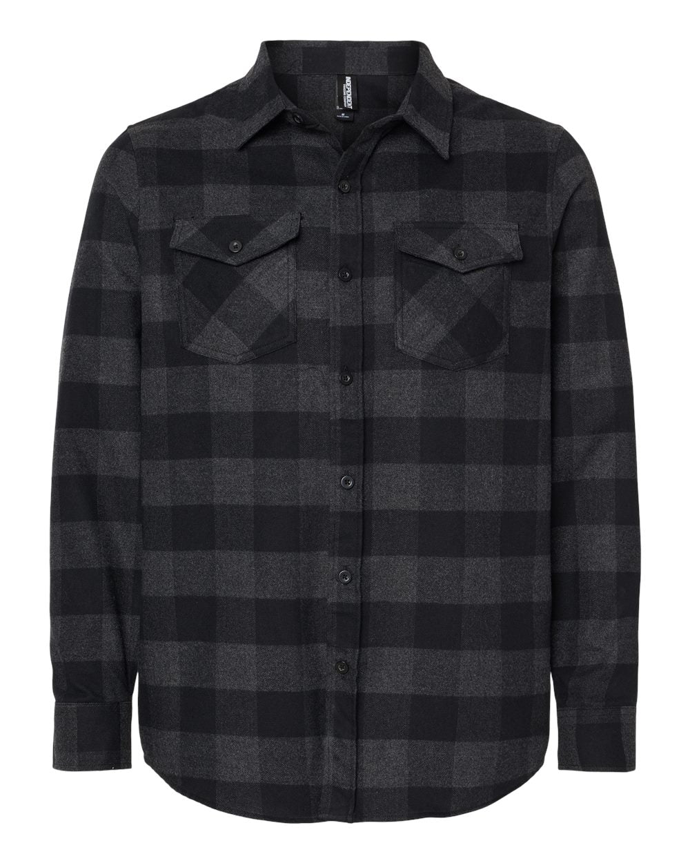 Front View of Charcoal Heather/ Black Flannel Shirt - EXP50F