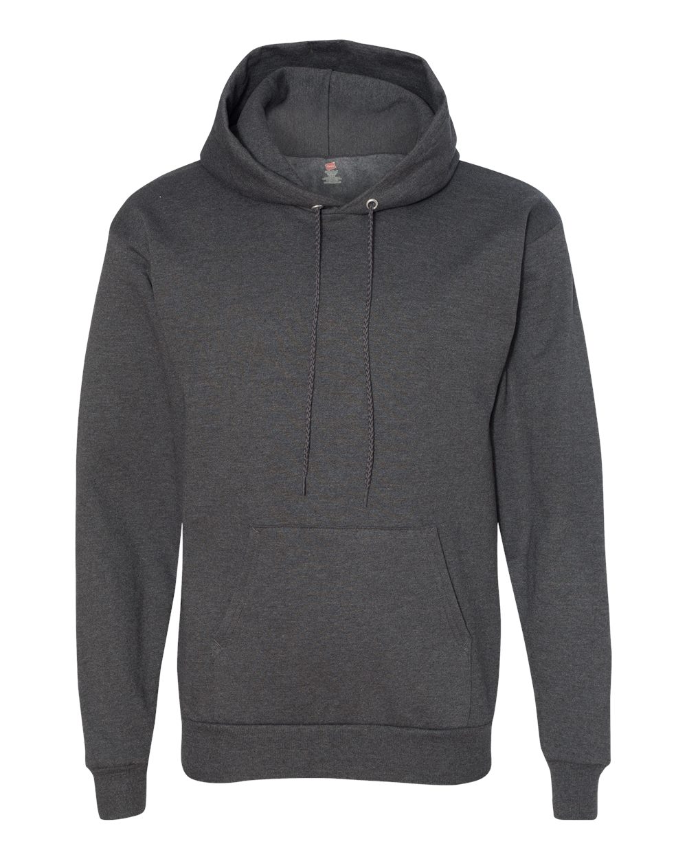 Front View of Charcoal Heather Ecosmart® Hooded Sweatshirt - P170